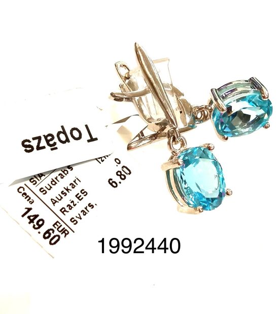 Sudraba auskari ar topāžu  -60%