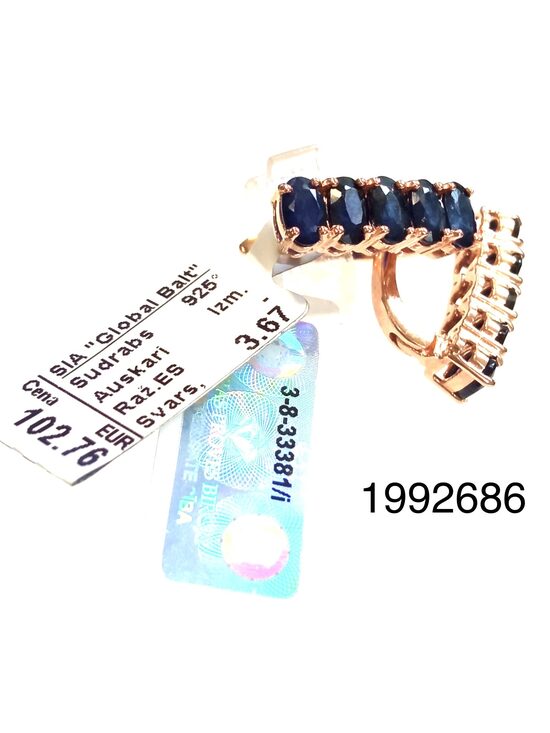 Sudraba auskari apzelt. ar safīru -60%