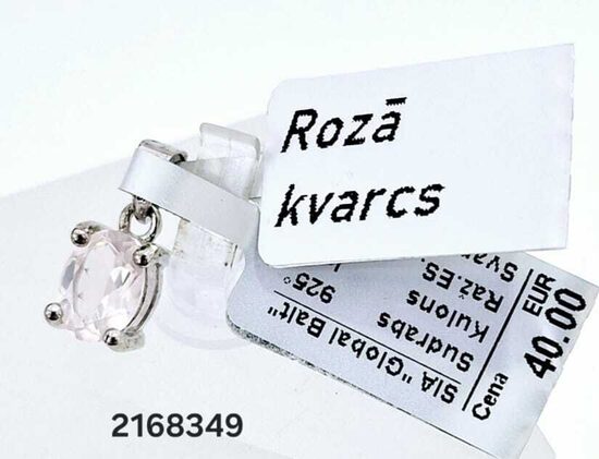 Sudraba kulons ar rozā kvarcu -60%