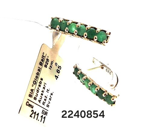 Sudraba auskari ar smaragdiem -60%