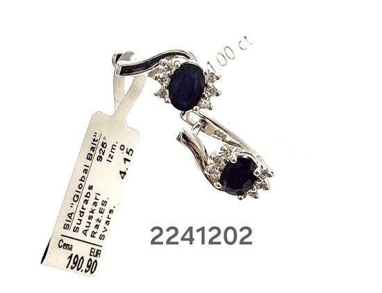 Ierobiežots modelis -  sudraba auskari ar safīru -60%