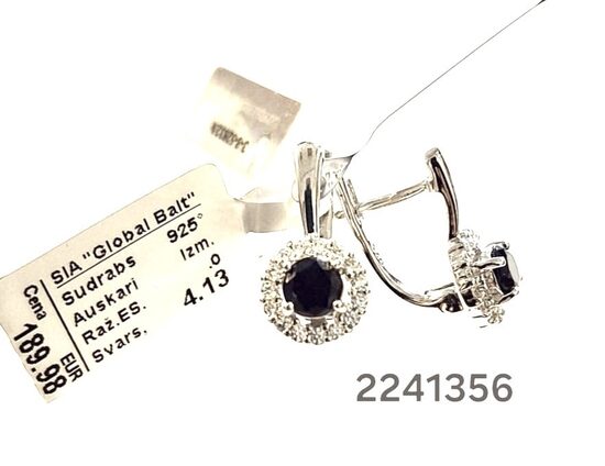 Ierobiežots modelis -  sudraba auskari ar safīru -60%