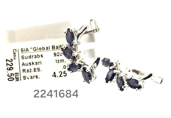 Ierobiežots modelis -  sudraba auskari ar safīru -60%