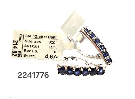 Ierobiežots modelis -  sudraba auskari ar safīru -60%