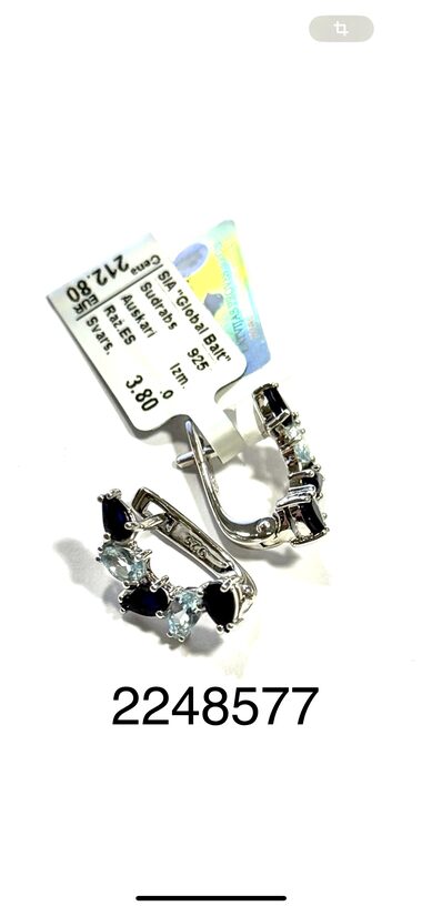 Sudraba auskari ar safīru un topāzu 