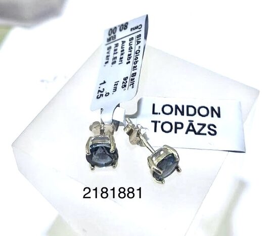Sudraba auskari ar london topāziem