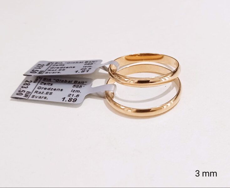Zelta laulības 18.5 gredzens 3mm -40%